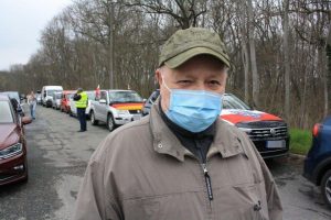 Andreas Thomä als Anmelder des Coronaprotest-Autokorsos am 10.04.2021 in Gera