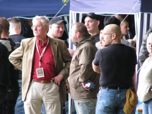 Frank Schwerdt, Malte Redeker (Europa-Chef der Hammerskins), André Kapke und Mike Bär (v.l.n.r.) beim Rock für Deutschland am 19.07.2008 in Gera